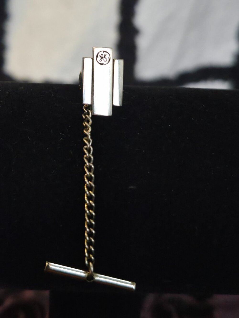 Vintage Josten's GE Silver Tie Tack With Bar